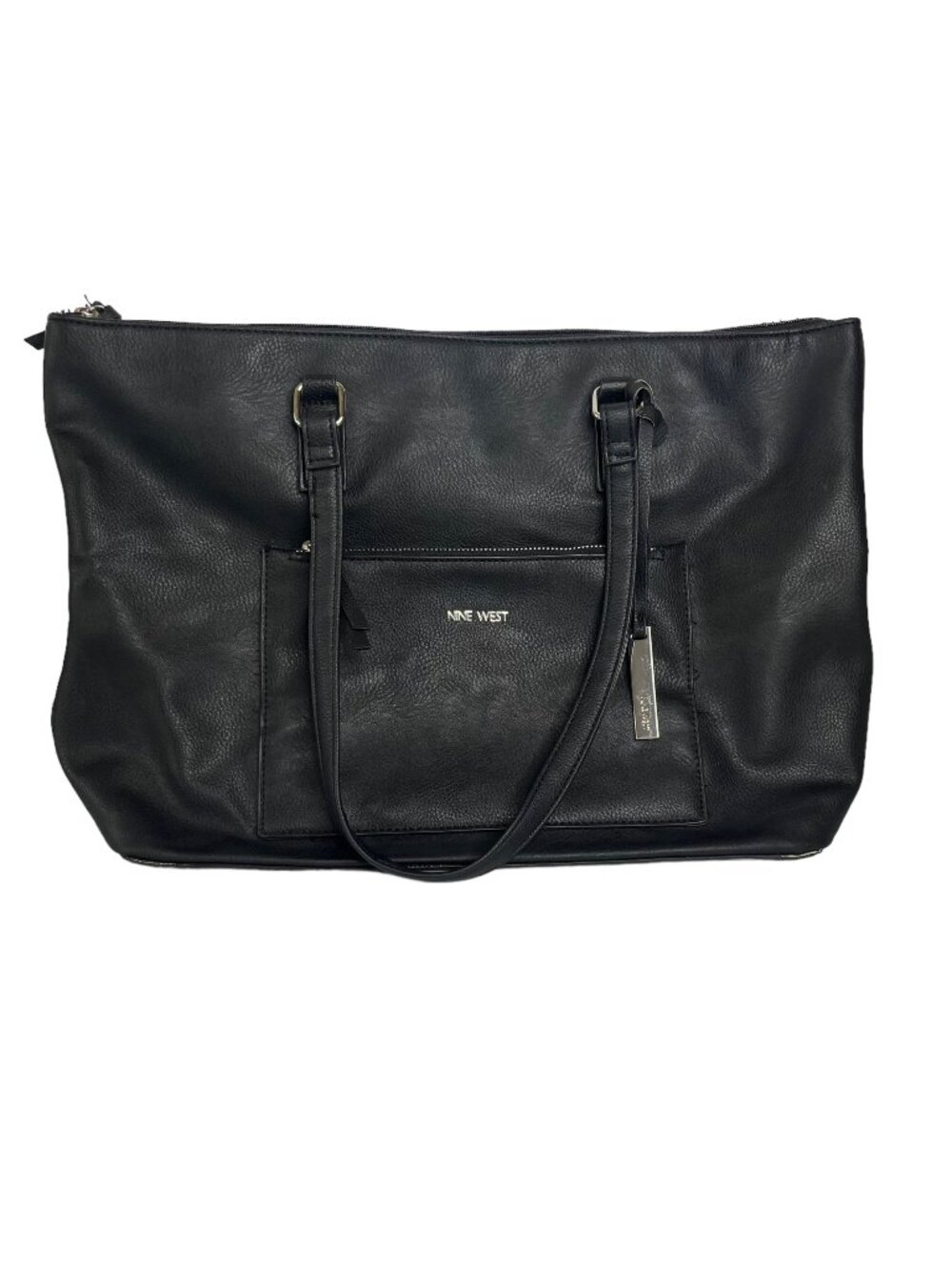 Nine West Tote Laptop Bag Purse Black Zipper Pockets Office Business